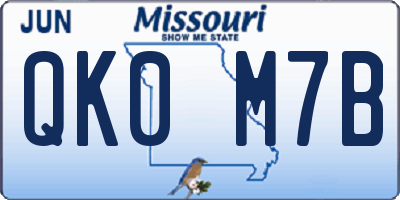 MO license plate QK0M7B