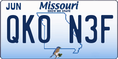 MO license plate QK0N3F