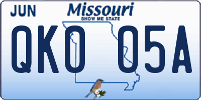 MO license plate QK0O5A