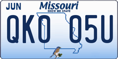 MO license plate QK0O5U