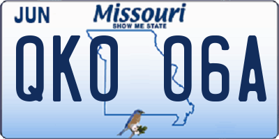 MO license plate QK0O6A