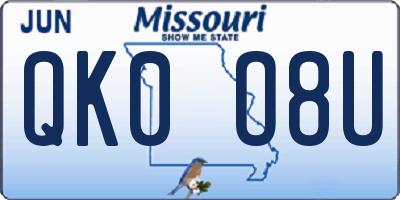 MO license plate QK0O8U