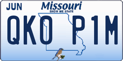 MO license plate QK0P1M