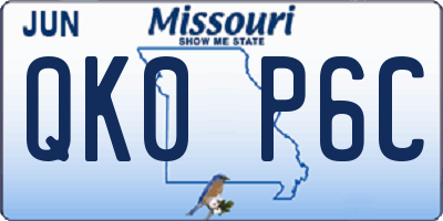MO license plate QK0P6C