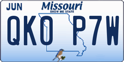 MO license plate QK0P7W