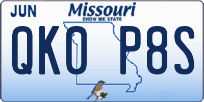 MO license plate QK0P8S