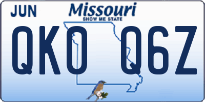 MO license plate QK0Q6Z