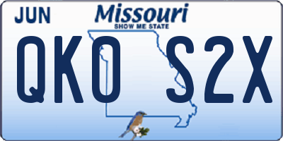 MO license plate QK0S2X