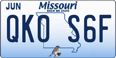 MO license plate QK0S6F