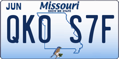 MO license plate QK0S7F