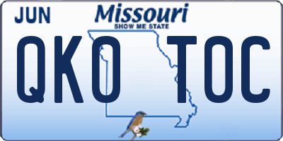 MO license plate QK0T0C
