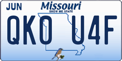 MO license plate QK0U4F