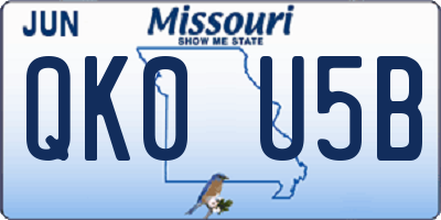 MO license plate QK0U5B