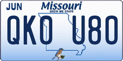 MO license plate QK0U8O