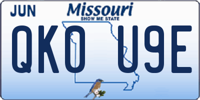 MO license plate QK0U9E
