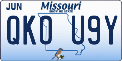 MO license plate QK0U9Y