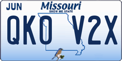 MO license plate QK0V2X