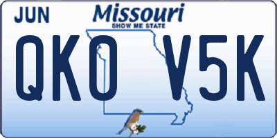 MO license plate QK0V5K