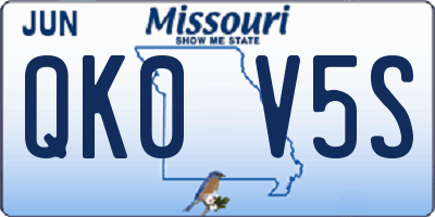 MO license plate QK0V5S