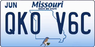 MO license plate QK0V6C