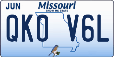 MO license plate QK0V6L