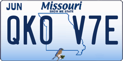 MO license plate QK0V7E