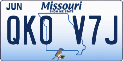 MO license plate QK0V7J