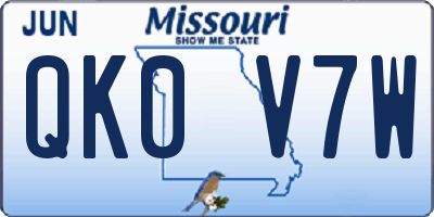 MO license plate QK0V7W