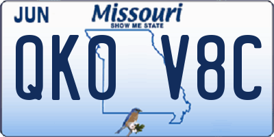 MO license plate QK0V8C