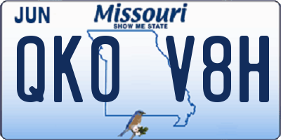 MO license plate QK0V8H