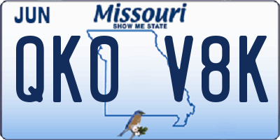 MO license plate QK0V8K
