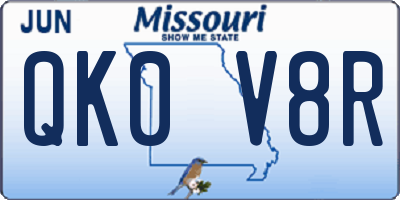 MO license plate QK0V8R