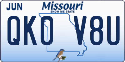 MO license plate QK0V8U