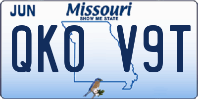 MO license plate QK0V9T