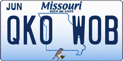 MO license plate QK0W0B