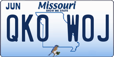 MO license plate QK0W0J