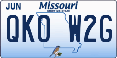 MO license plate QK0W2G