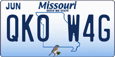 MO license plate QK0W4G