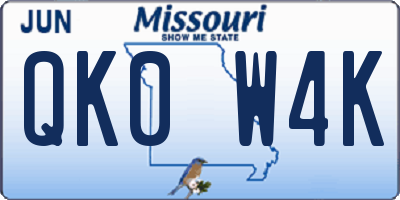 MO license plate QK0W4K