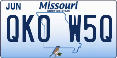 MO license plate QK0W5Q