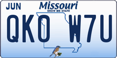 MO license plate QK0W7U