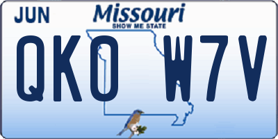 MO license plate QK0W7V