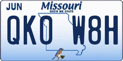 MO license plate QK0W8H