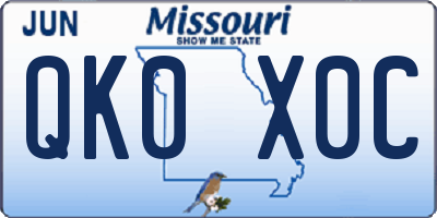 MO license plate QK0X0C