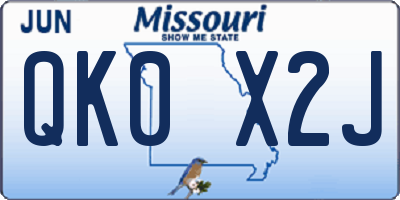MO license plate QK0X2J