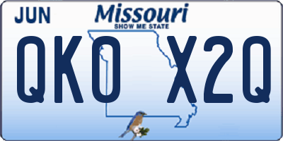 MO license plate QK0X2Q