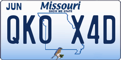 MO license plate QK0X4D