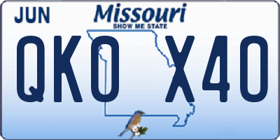 MO license plate QK0X4O