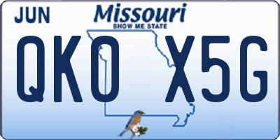 MO license plate QK0X5G