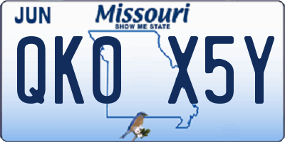 MO license plate QK0X5Y